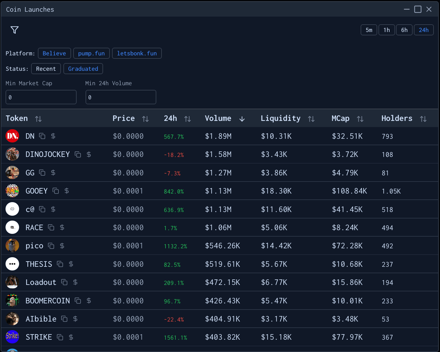 Token Discovery screenshot