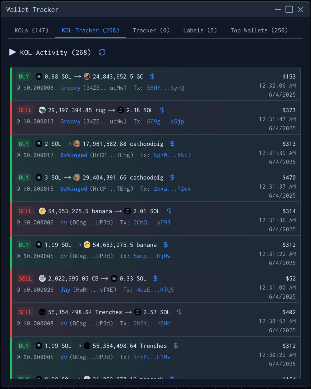 Wallet Tracking screenshot